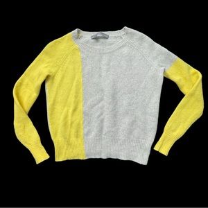 360 Cashmere XS Yellow and Gray Cashmere Sweater